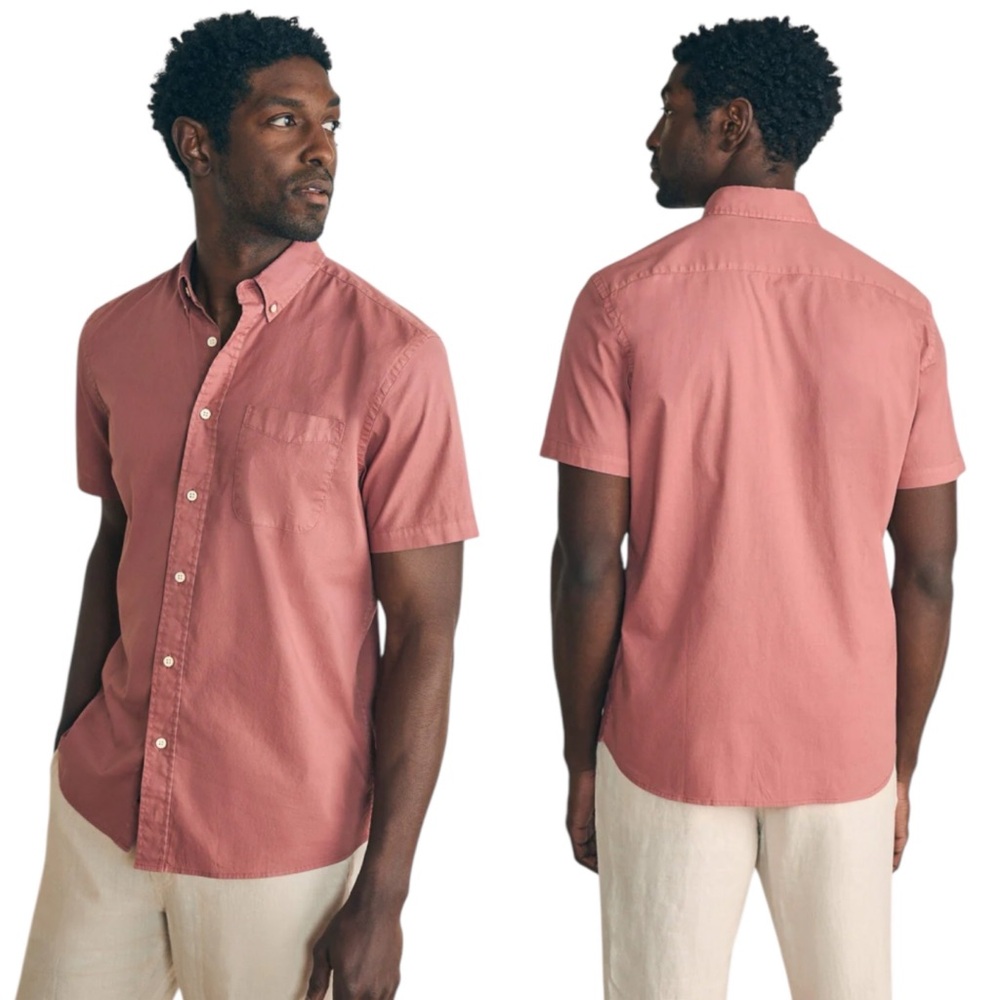 Faherty Short-Sleeve Stretch Playa Shirt in Faded Flag Button Down XXL NWT